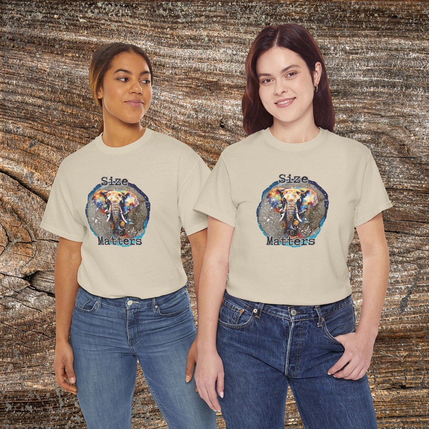 Grunge 'Size Matters' Elephant T-Shirt — Vintage Elephant Graphic Tee