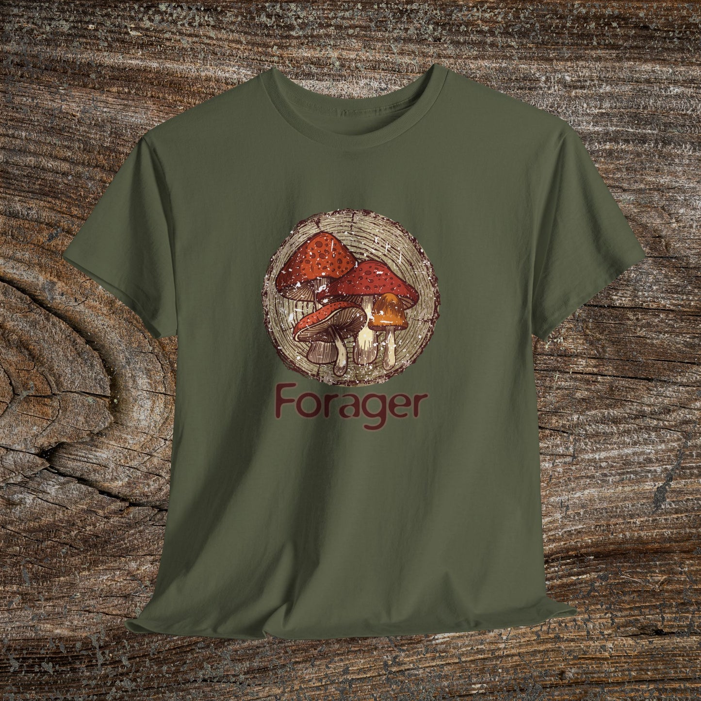 Foraging Mushroom Tee — Retro Grunge Forager Gift