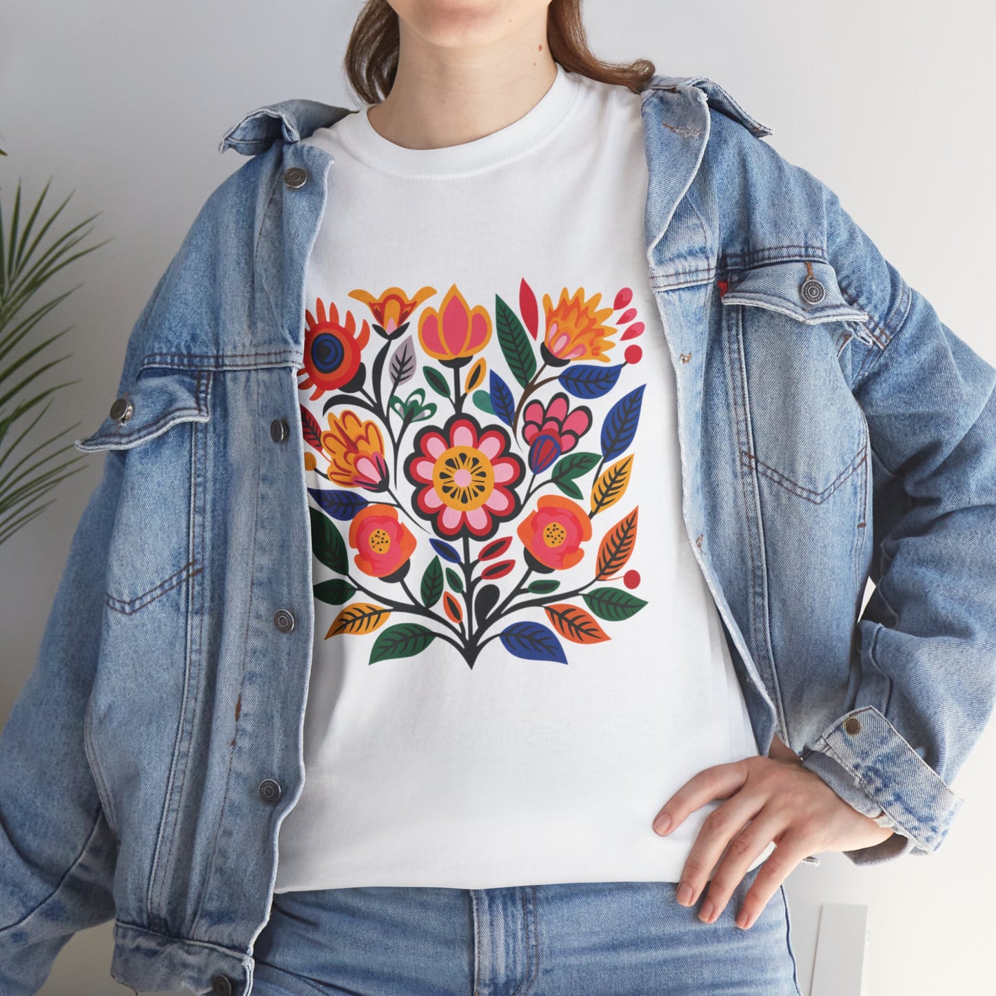 Retro Vibrant Botanical Flower T-Shirt — Nature Lover Gift