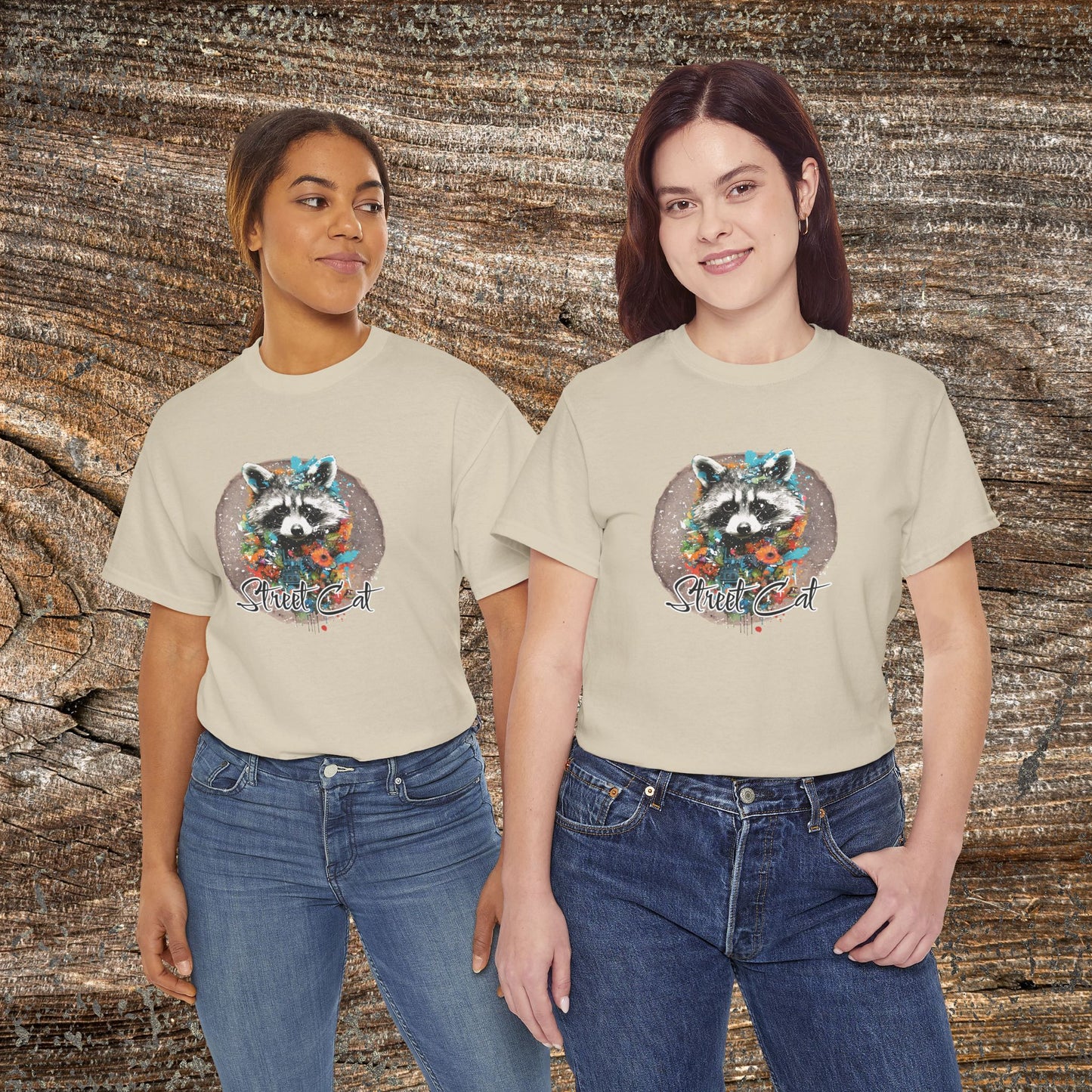 Vintage 'Street Cat' Raccoon T-Shirt — Funny Retro Wildlife Tee