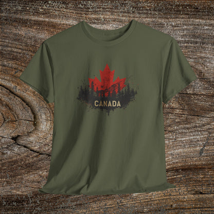 Rustic Canadian Maple Leaf T-Shirt — Grunge Canada Landscape Tee