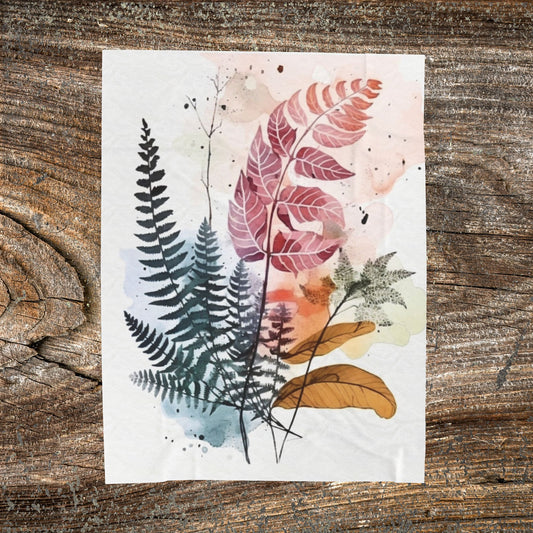Watercolour Botanical Blanket — Soft Floral Abstract Throw