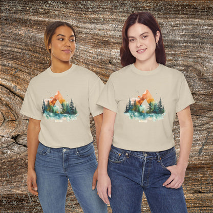 Watercolour Mountain Landscape TShirt - Nature Lover Gift