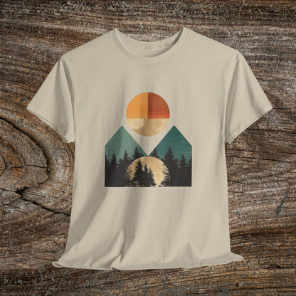 Boho Mountain T-Shirt — Vintage Abstract Mountain Landscape Tee