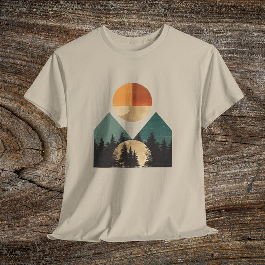 Boho Mountain T-Shirt — Vintage Abstract Mountain Landscape Tee