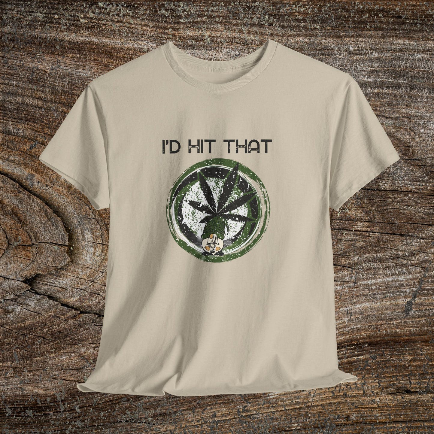 Retro Weed Gnome Marijuana 420 TShirt - "I'd Hit That" - Funny Grunge Stoner Gift