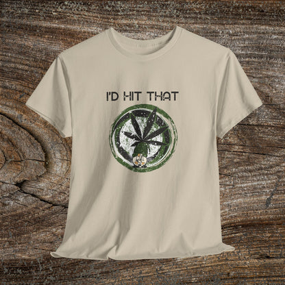 Retro Weed Gnome Marijuana 420 TShirt - "I'd Hit That" - Funny Grunge Stoner Gift