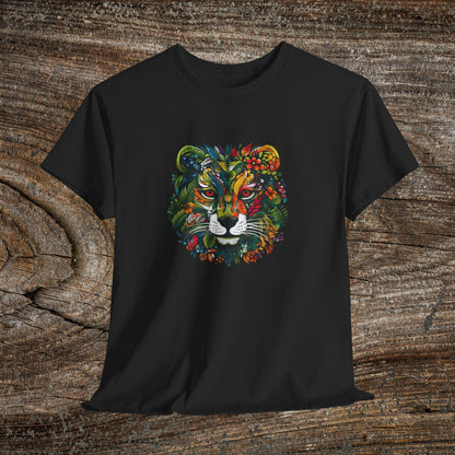 Lion Head Floral Tee — Colourful Botanical Safari Graphic T-Shirt