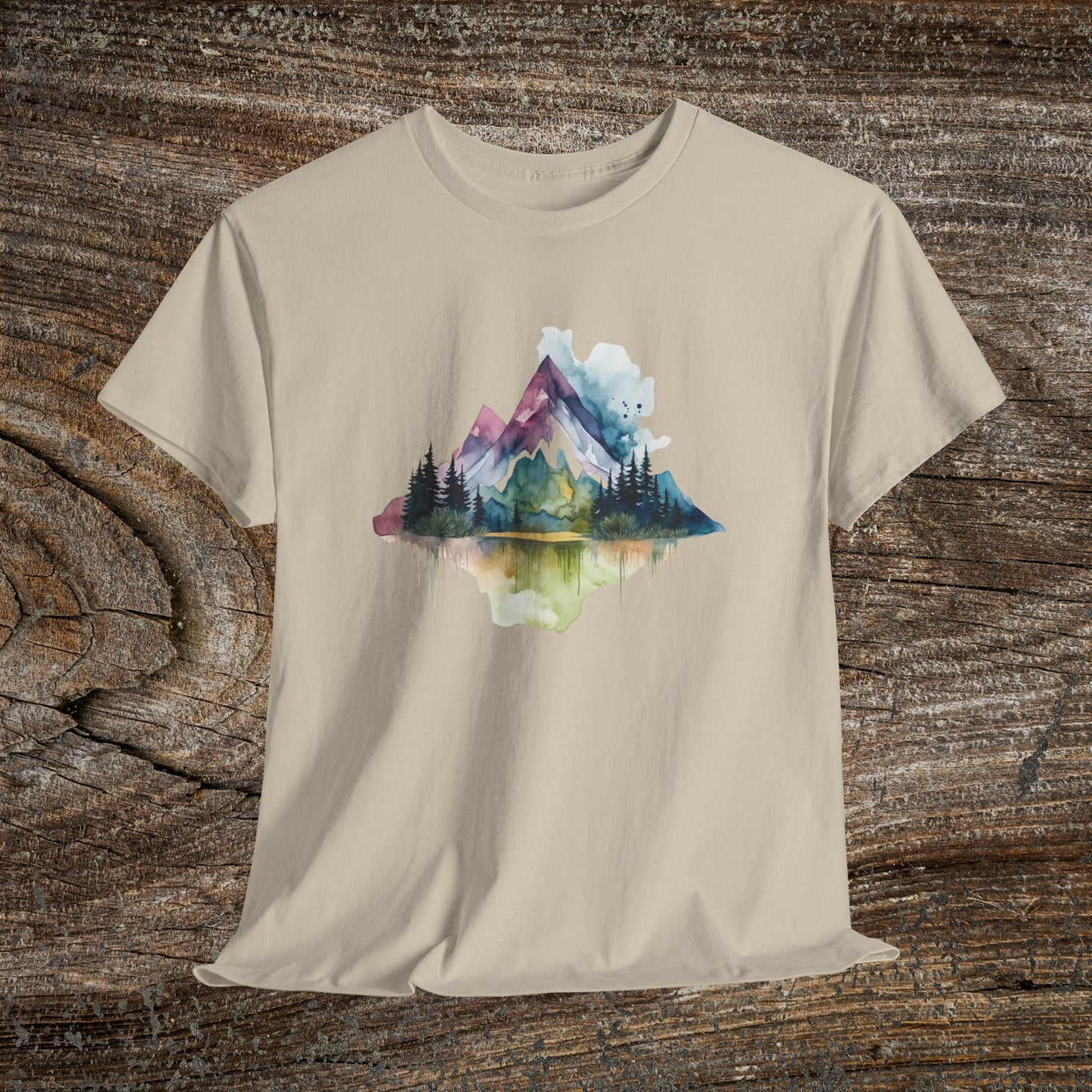 Watercolour Mountain Landscape TShirt - Nature Lover Shirt