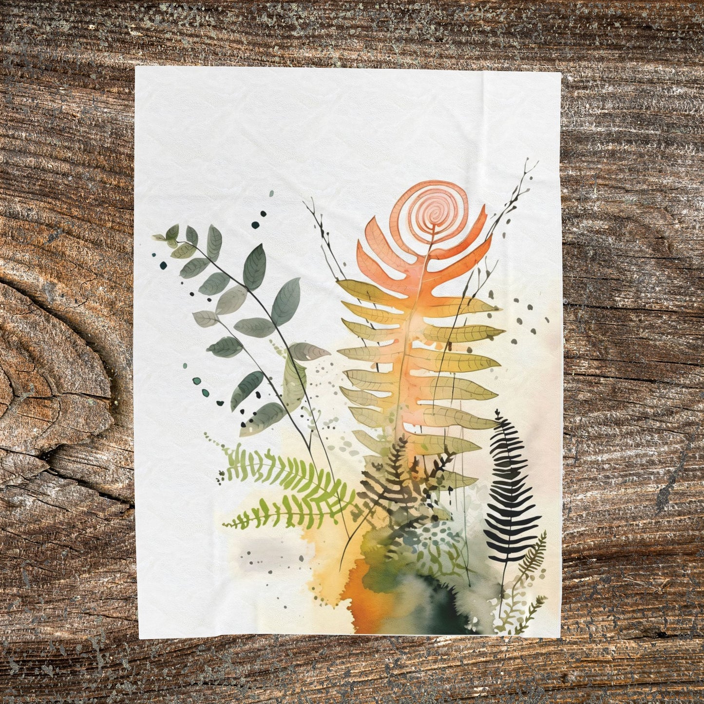 Watercolour Botanical Blanket — Soft Floral Abstract Throw