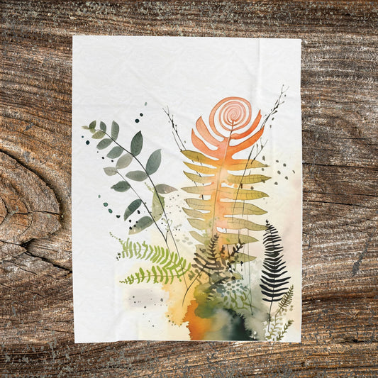 Watercolour Botanical Blanket — Soft Floral Abstract Throw