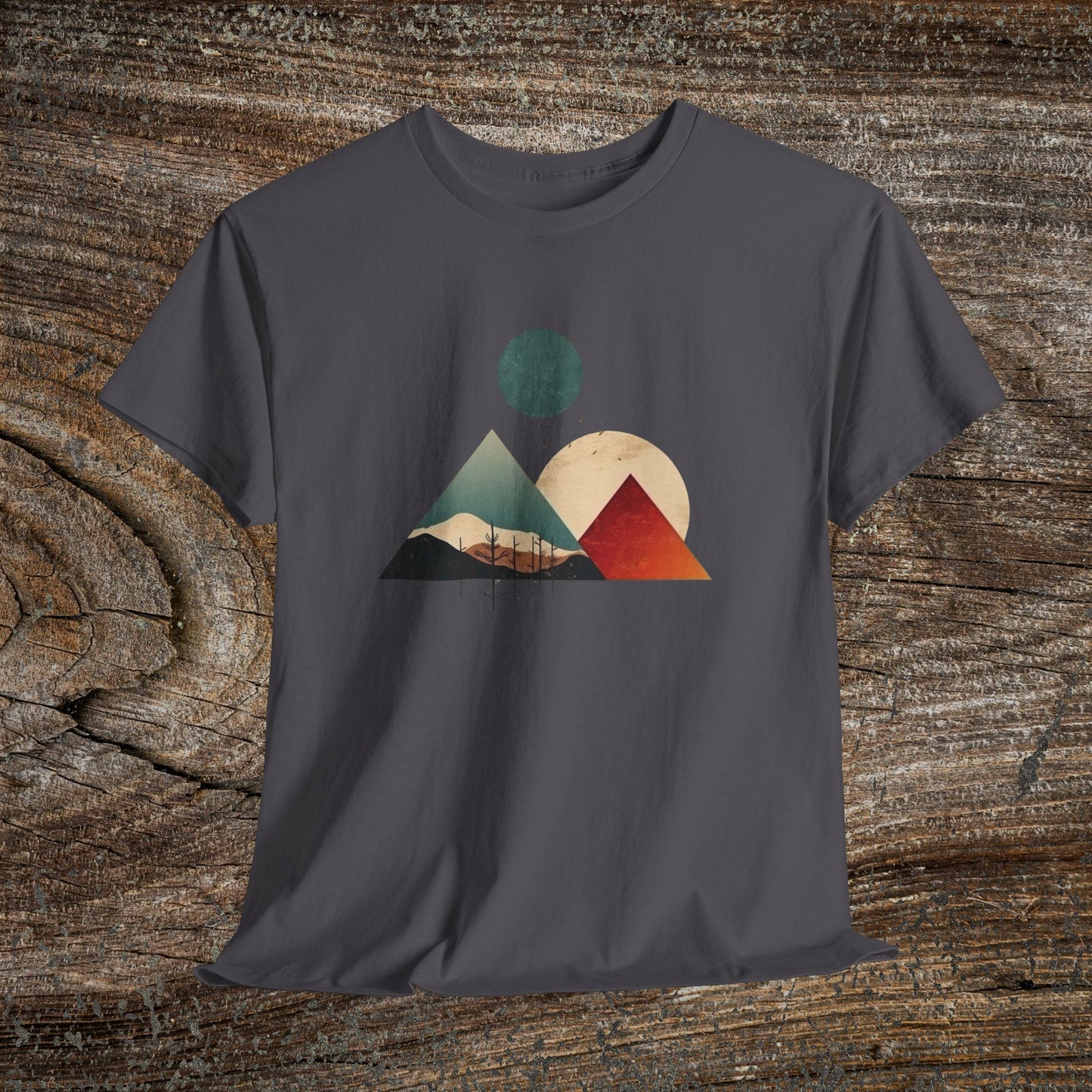 Boho Mountain T-Shirt — Vintage Abstract Mountain Landscape Tee