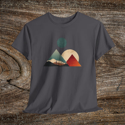 Boho Mountain T-Shirt — Vintage Abstract Mountain Landscape Tee