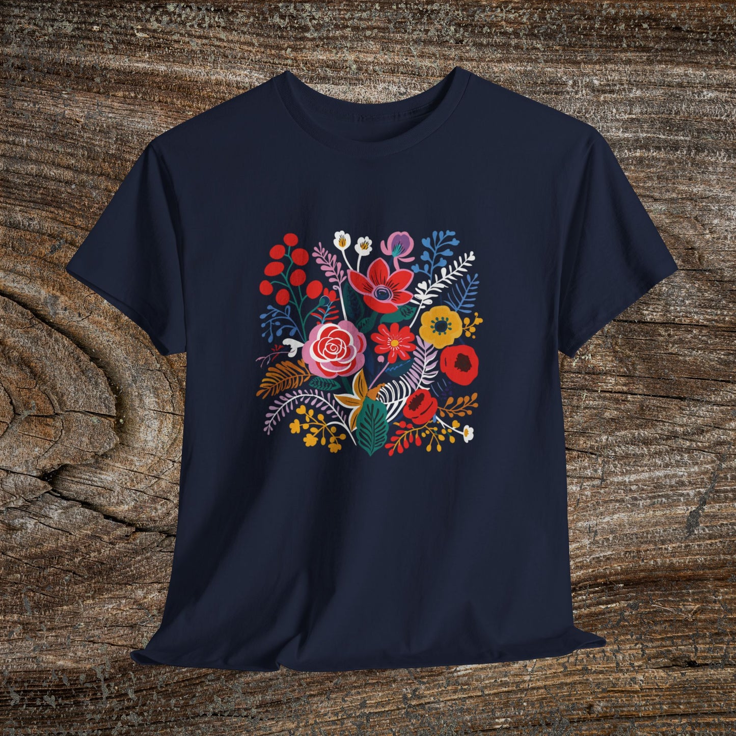 Retro Vibrant Botanical Flower T-Shirt — Nature Lover Gift