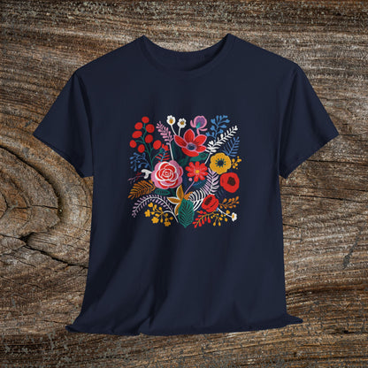 Retro Vibrant Botanical Flower T-Shirt — Nature Lover Gift