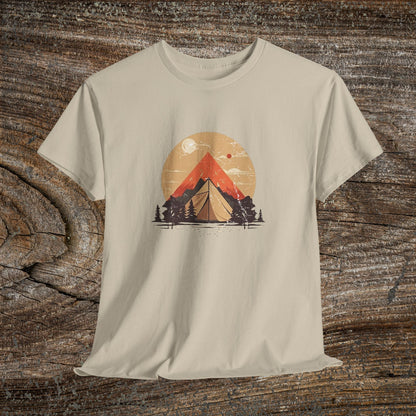 Camping Sunset T-Shirt — Mountain Tent Adventure Tee