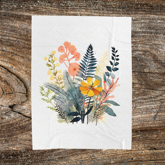 Botanical Abstract Blanket — Soft Floral Throw