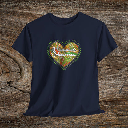 Hippie Mama Heart T-Shirt — Retro Marble Texture Mom Tee
