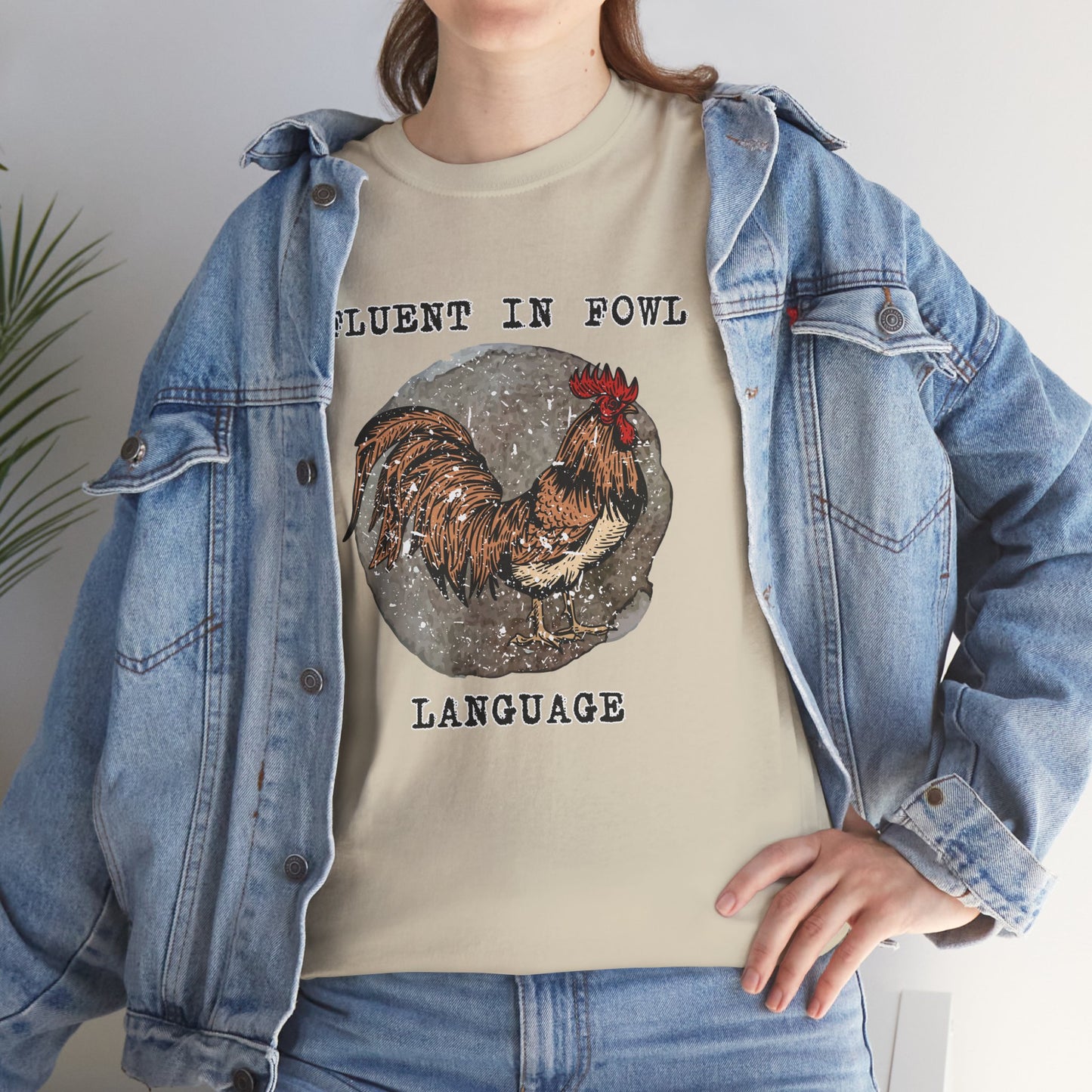 Grunge Chicken Tee — "Fluent in Fowl Language"