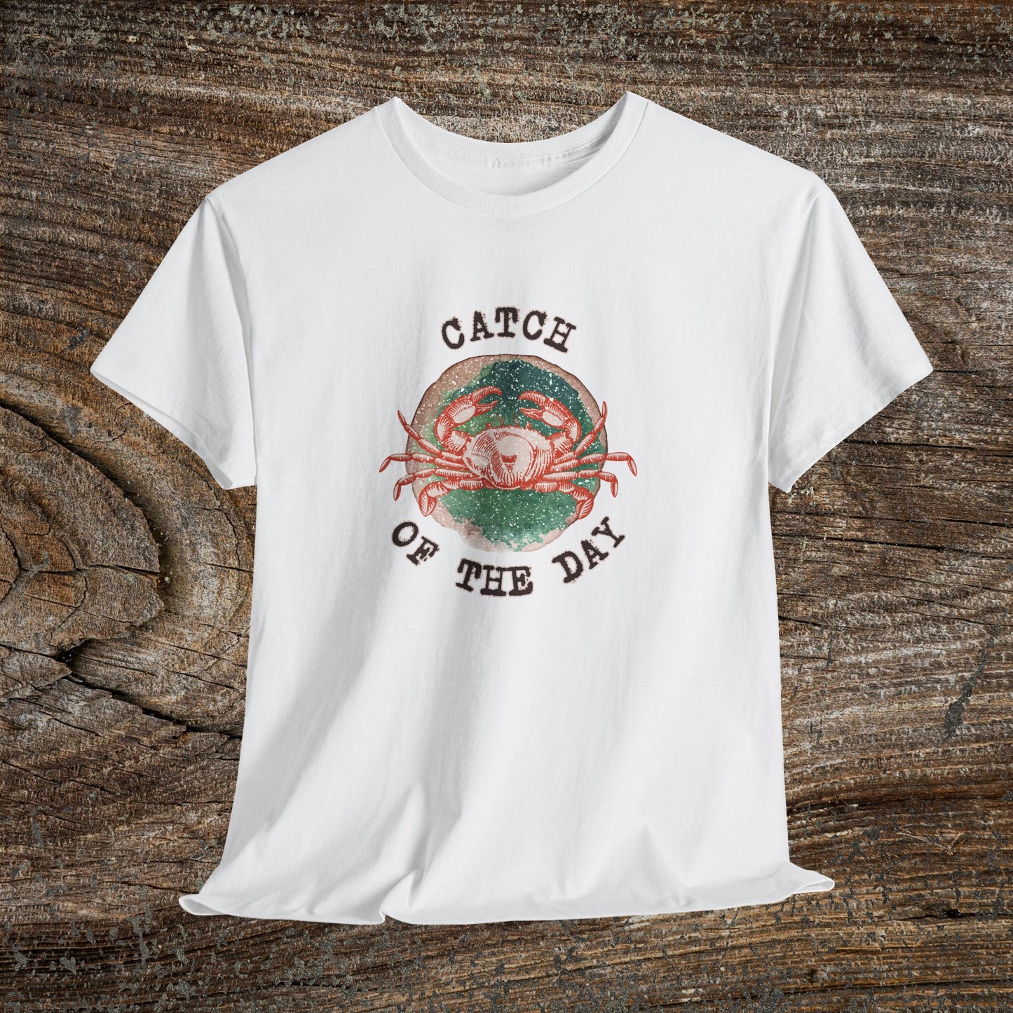 Grunge Retro Crab T-Shirt - 'Catch of the Day' - Grunge Fishing Shirt