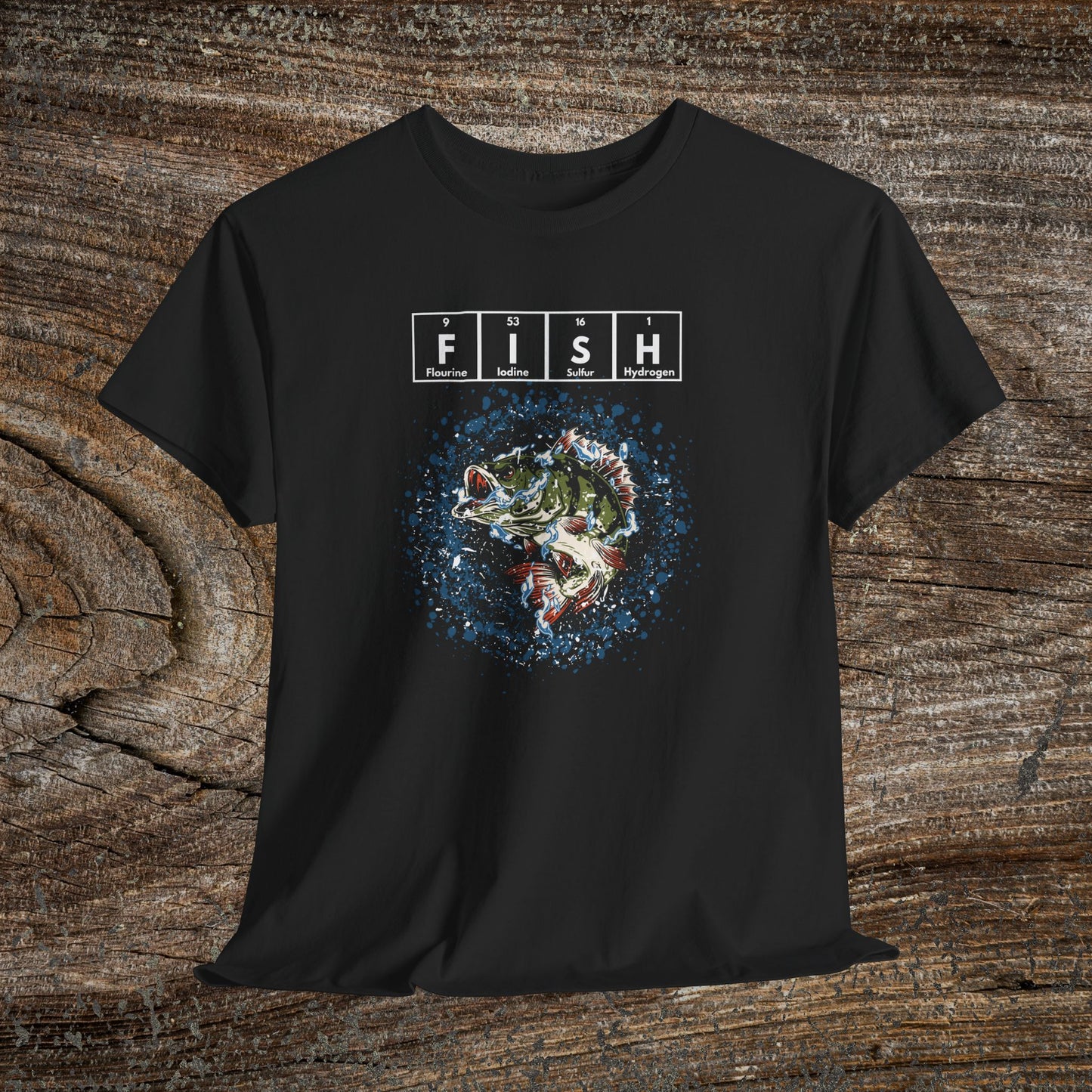 Grunge Bass Fish T-Shirt — Fishing Gift Tee