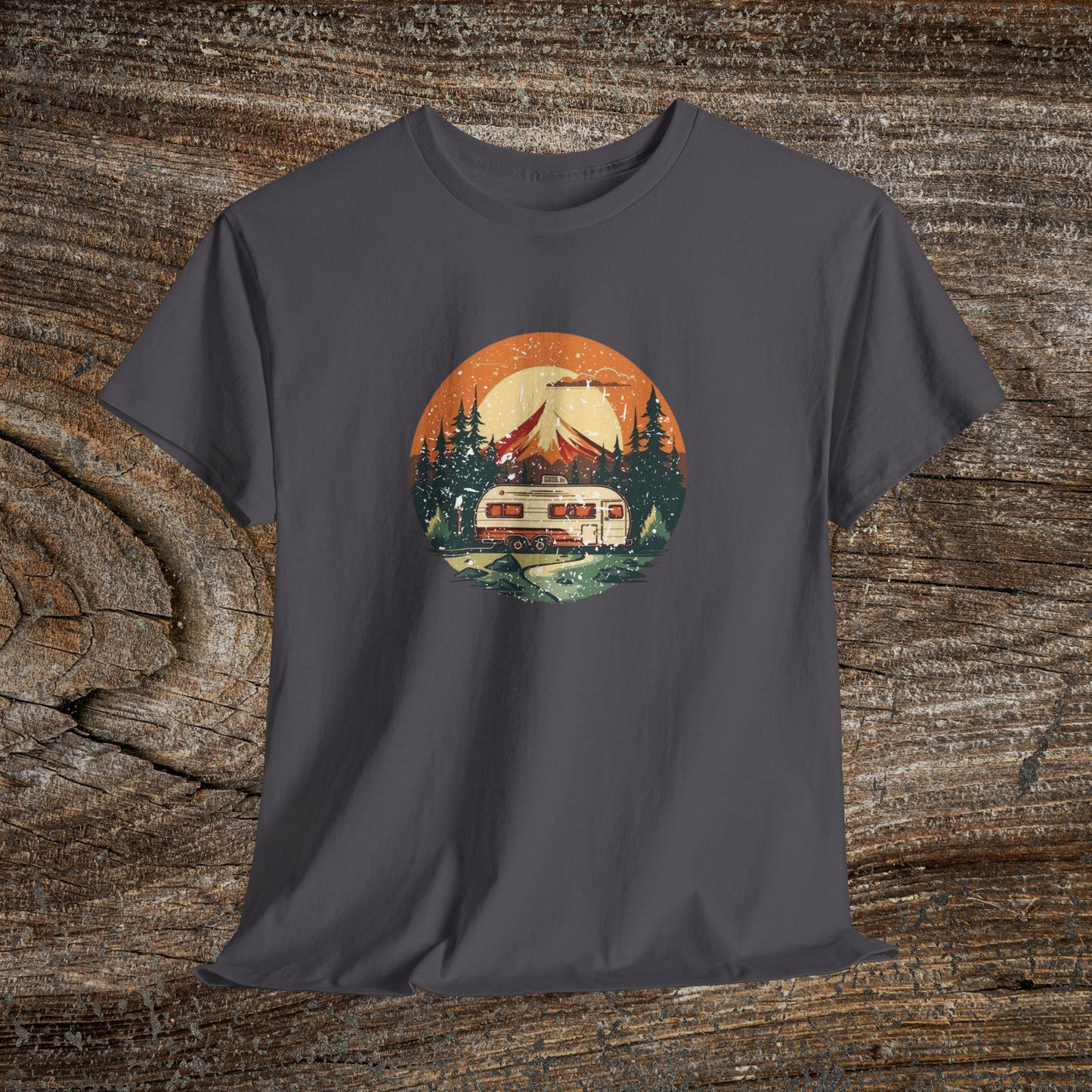 Camping Sunset T-Shirt — Retro Mountain Camper Tee