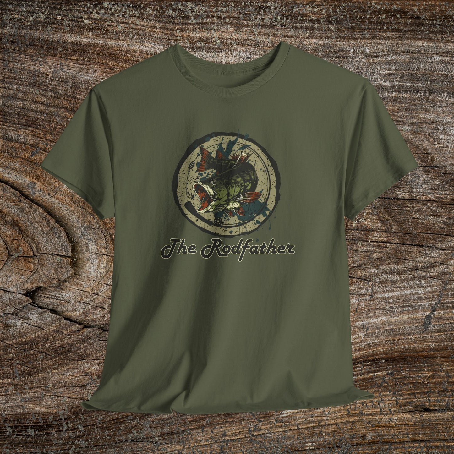 Grunge "The Rodfather" Fishing Tee — Vintage Angler Gift