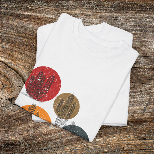 Retro Boho Cactus T-Shirt — Abstract Desert Tee