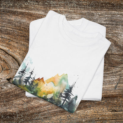 Watercolour Mountain Landscape TShirt - Nature Lover Gift