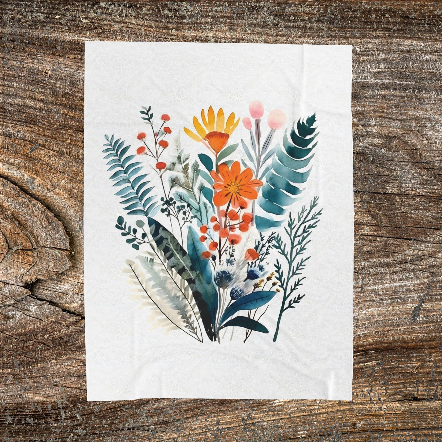 Watercolour Botanical Blanket — Soft Floral Abstract Throw