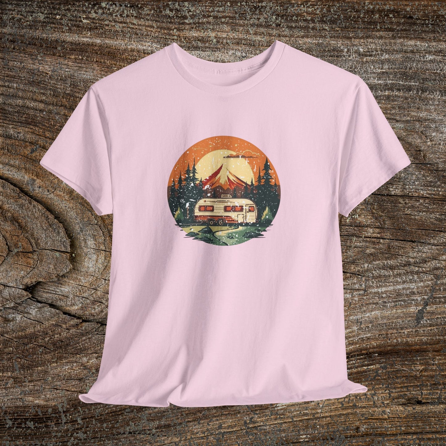 Camping Sunset T-Shirt — Retro Mountain Camper Tee