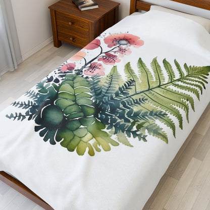 Botanical Abstract Blanket — Soft Floral Throw