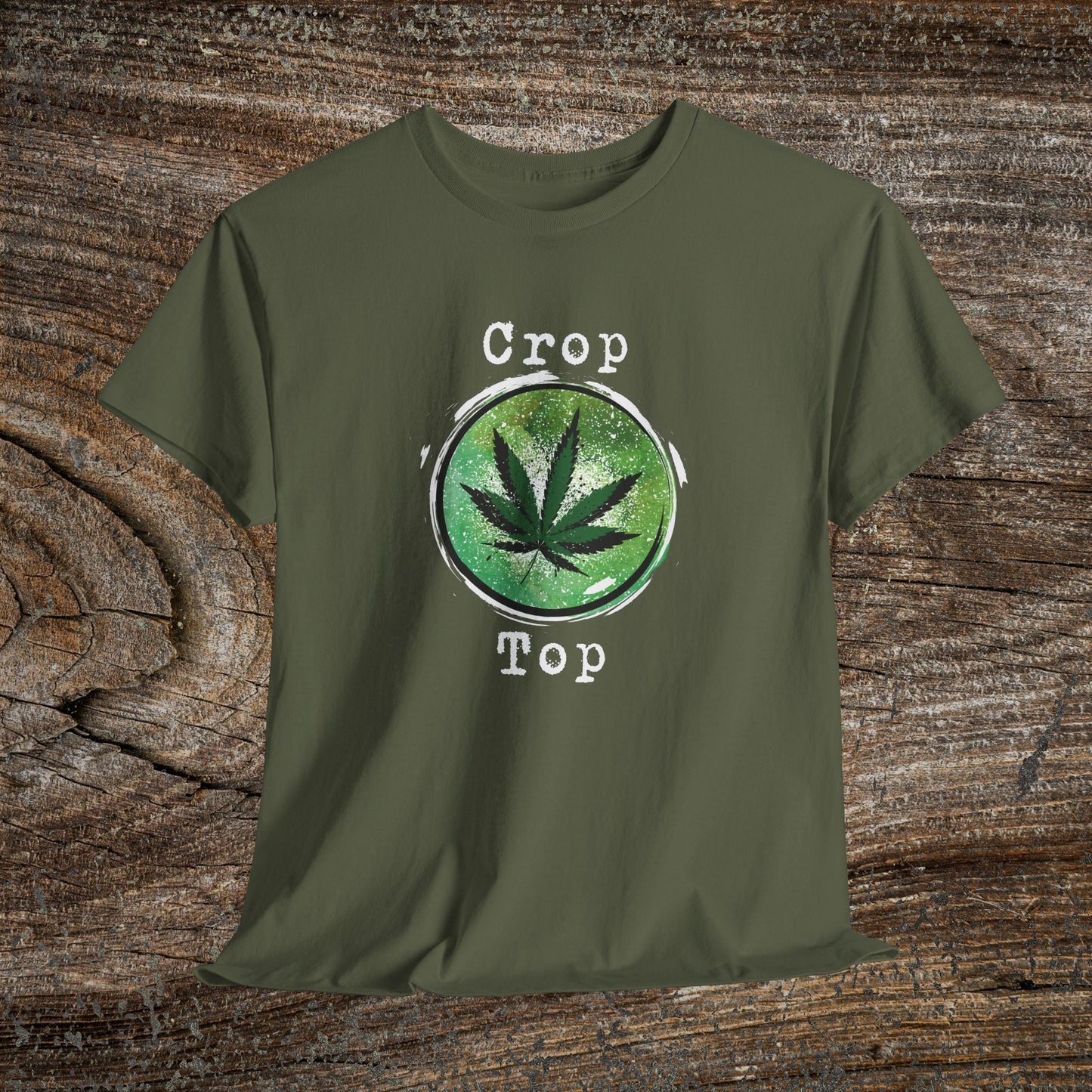 Grunge Weed Leaf 420 TShirt - "Crop Top" - Retro Weed Marijuana Stoner Gift