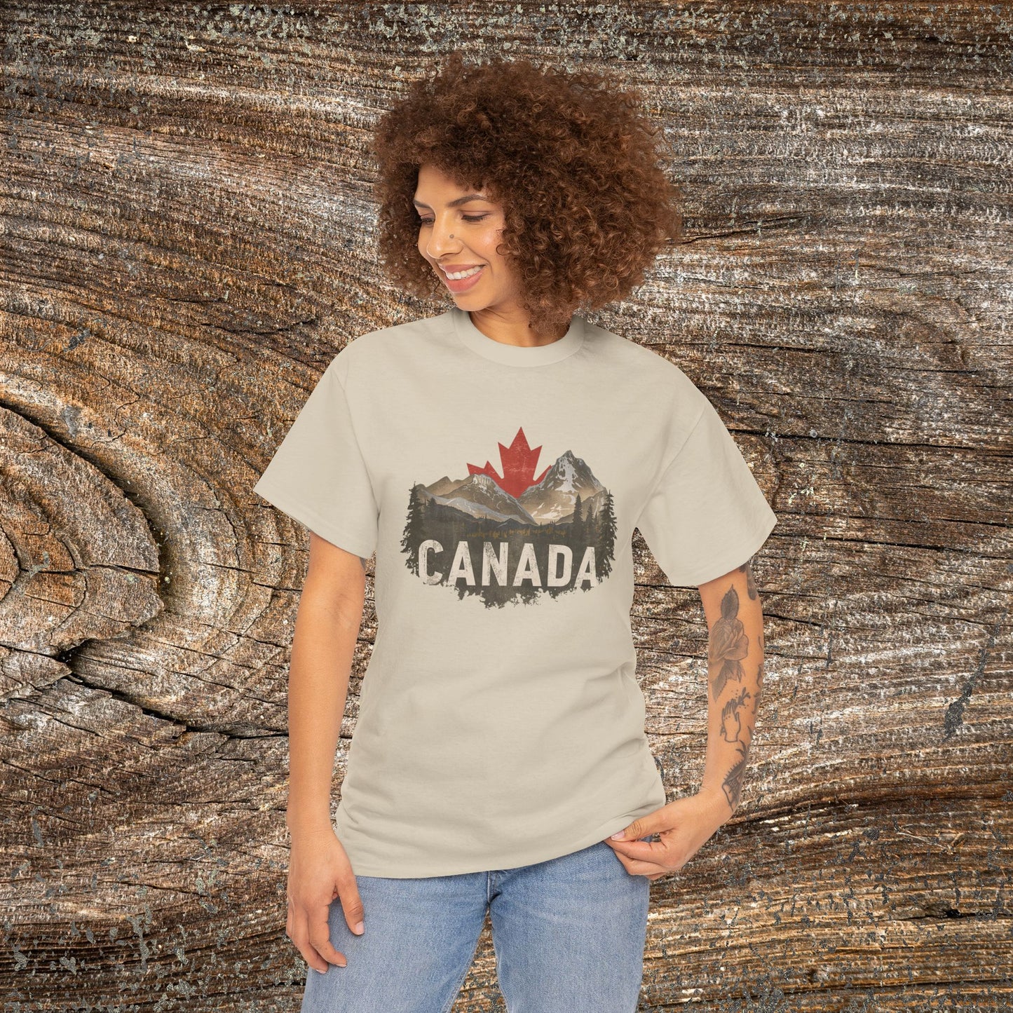 Rustic Canadian Landscape T-Shirt — Distressed Canada Tee