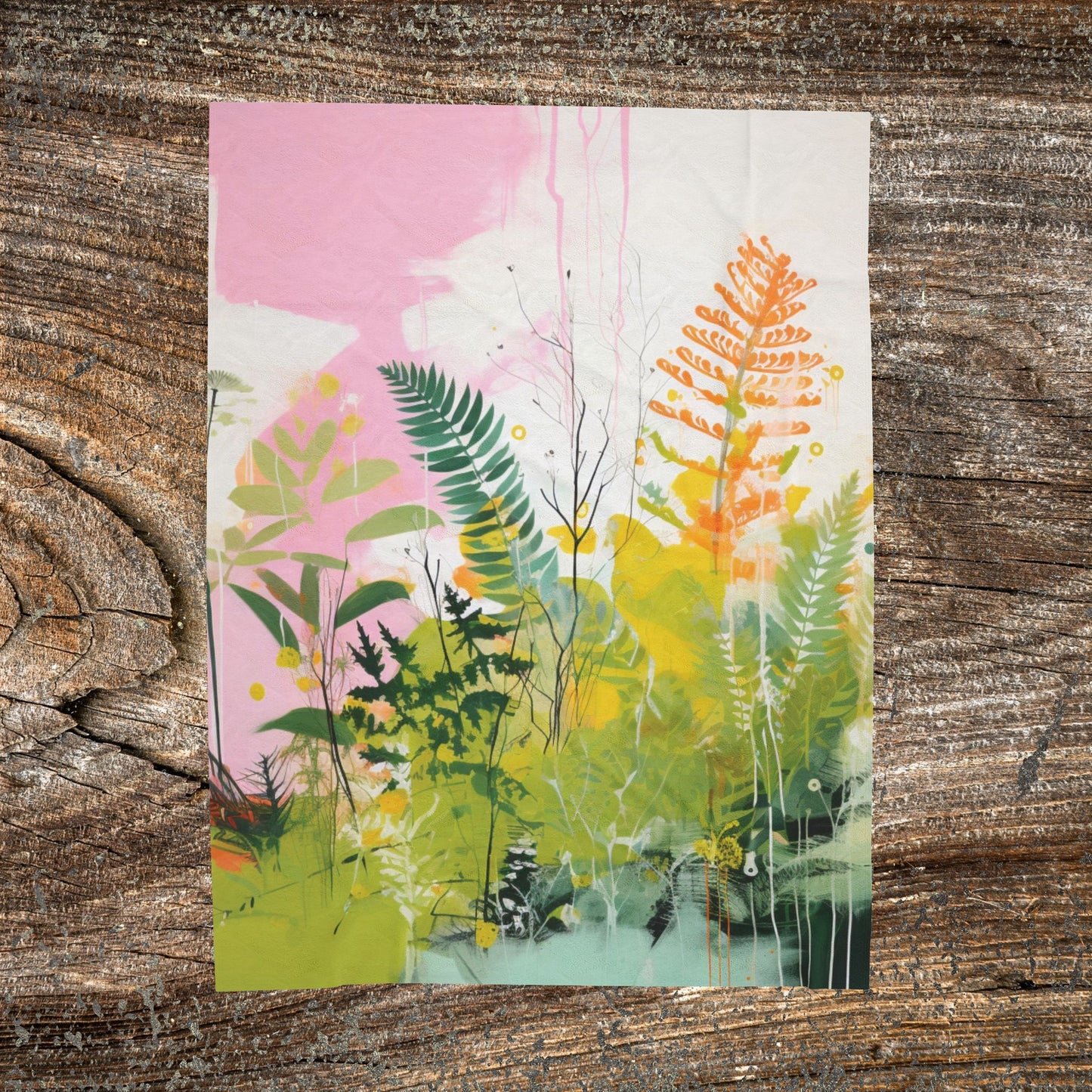 Botanical Abstract Blanket — Soft Floral Throw