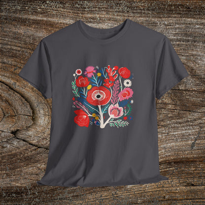 Retro Vibrant Botanical Flower T-Shirt — Nature Lover Gift