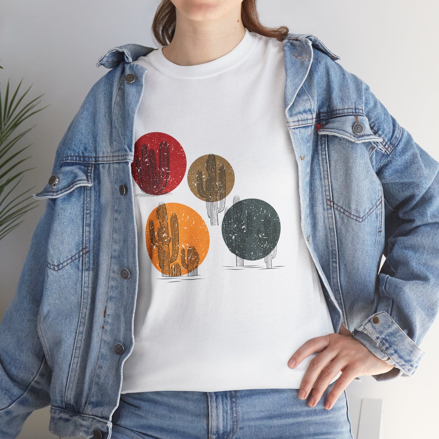 Retro Boho Cactus T-Shirt — Abstract Desert Tee