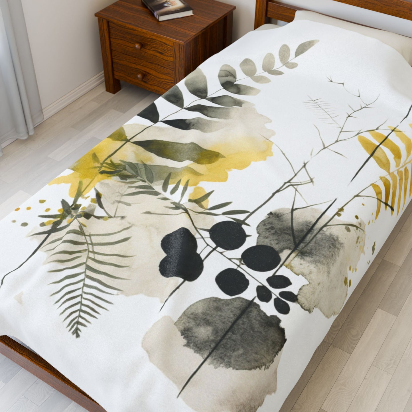 Watercolour Botanical Blanket — Soft Floral Abstract Throw