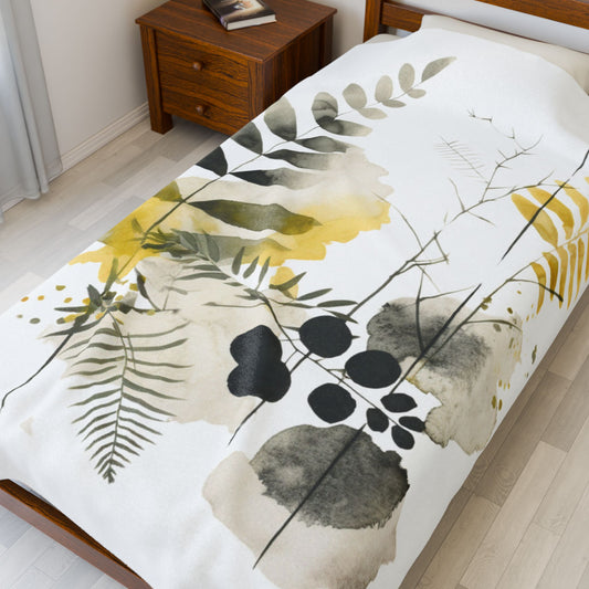 Watercolour Botanical Blanket — Soft Floral Abstract Throw