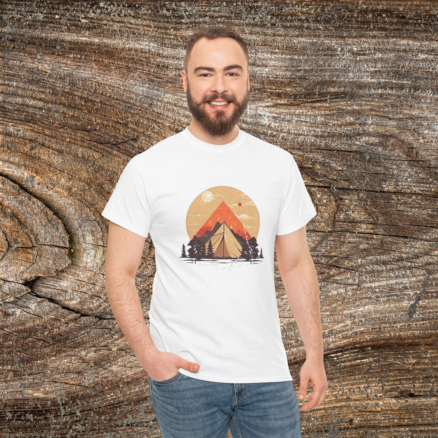 Camping Sunset T-Shirt — Mountain Tent Adventure Tee