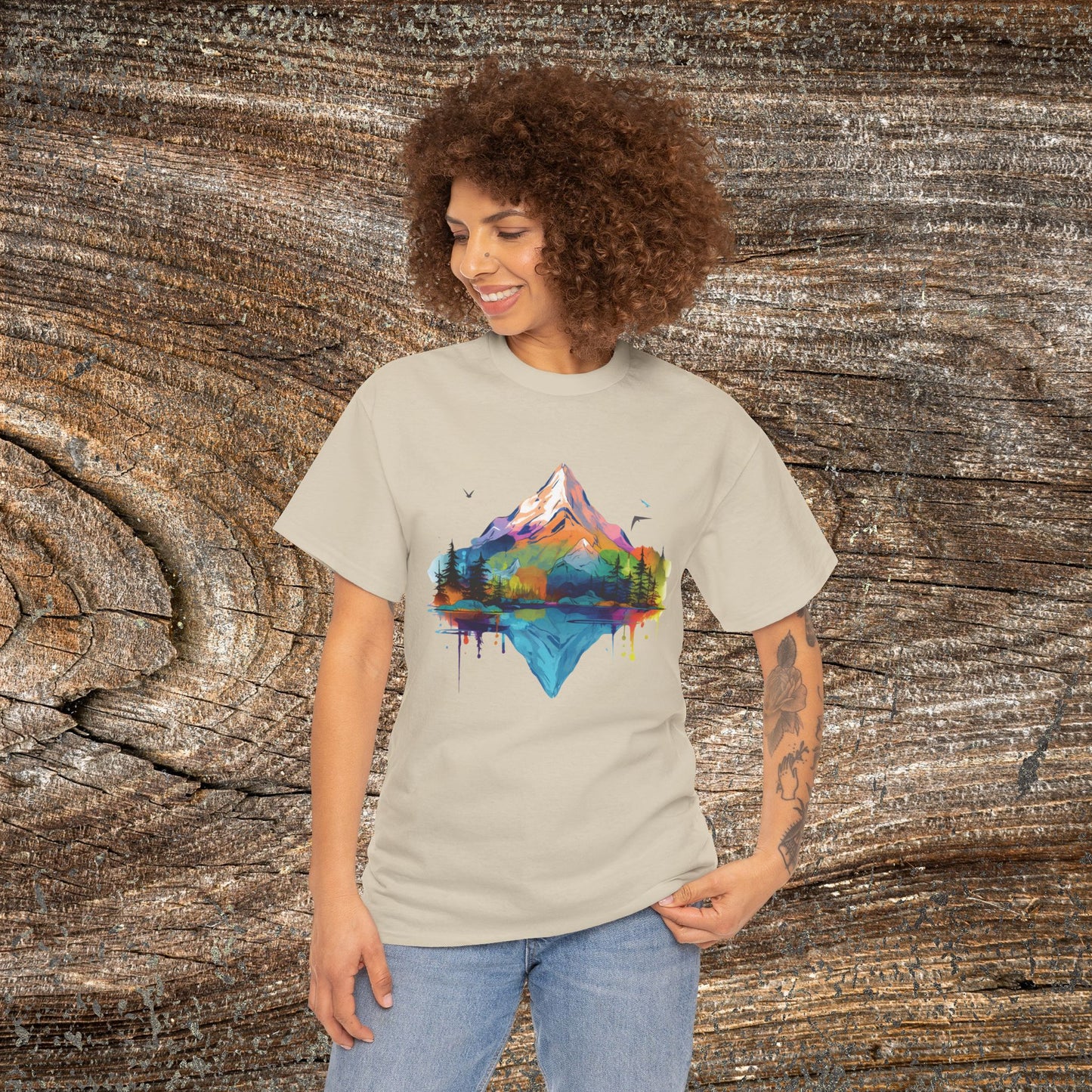 Vibrant Retro Mountain Abstract T-Shirt — Nature Lover Gift