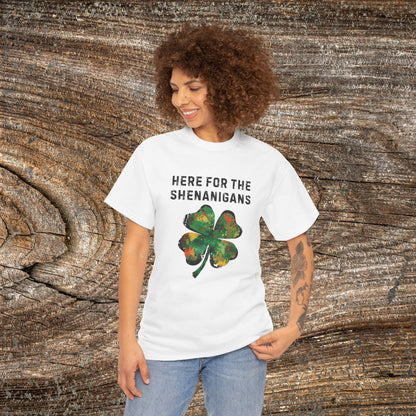 Grunge Clover 'Here For The Shenanigans' St. Patrick's Day Tee