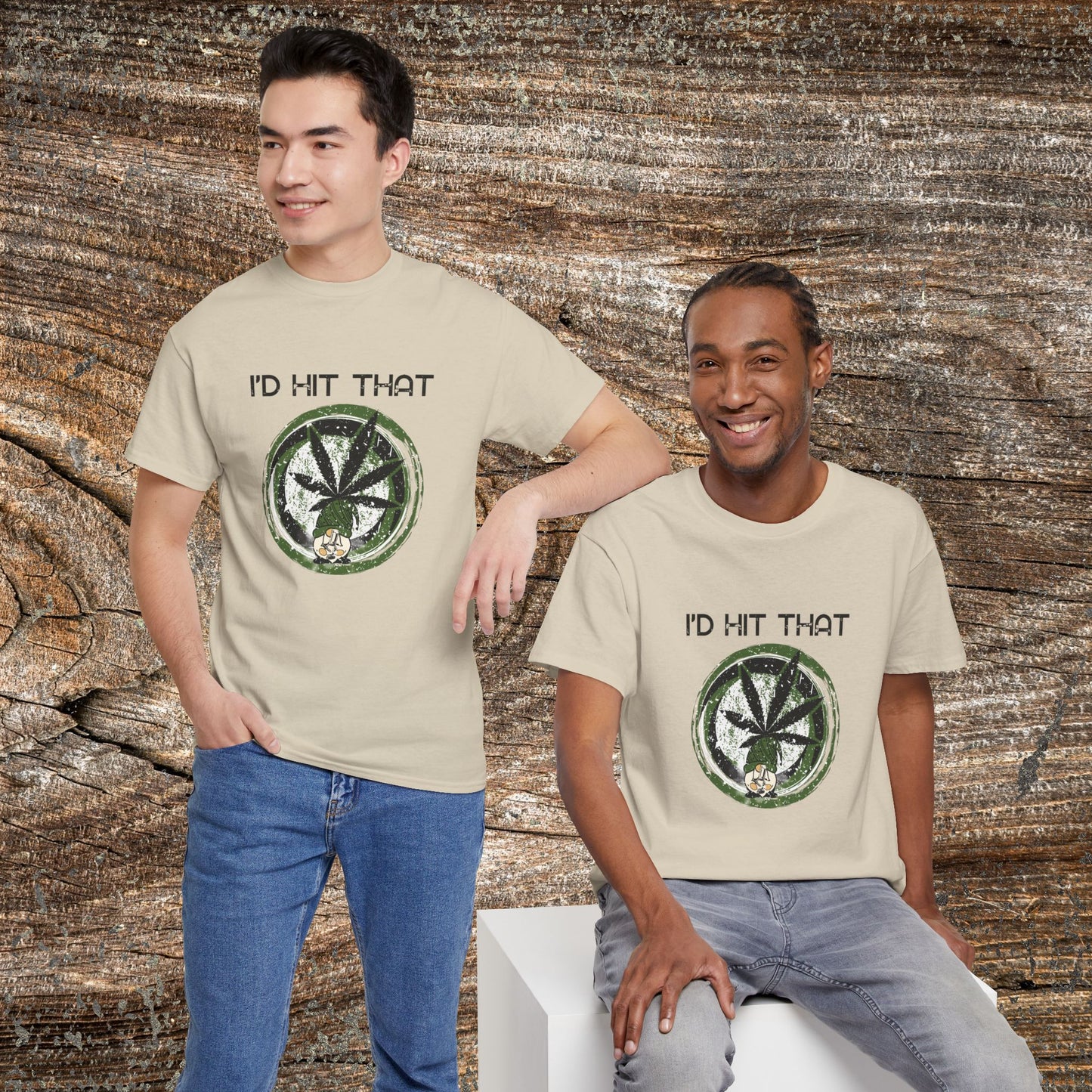 Retro Weed Gnome Marijuana 420 TShirt - "I'd Hit That" - Funny Grunge Stoner Gift
