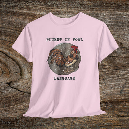 Grunge Chicken Tee — "Fluent in Fowl Language"
