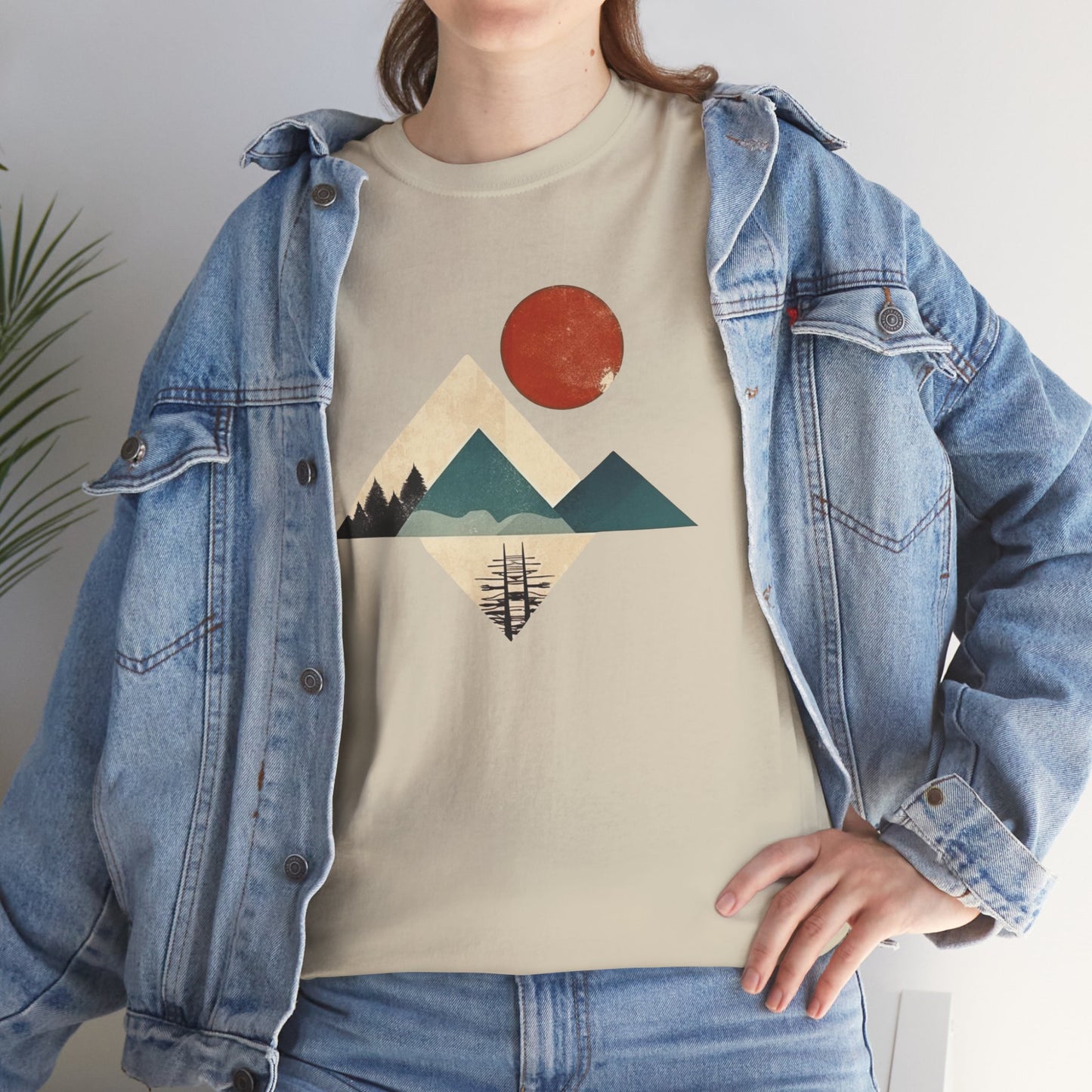 Boho Mountain T-Shirt — Vintage Abstract Mountain Landscape Tee