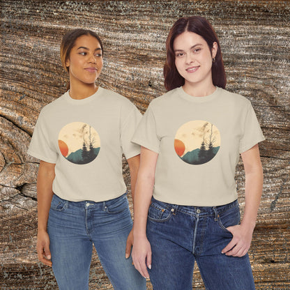 Retro Boho Mountain T-Shirt — Abstract Mountain Landscape, Nature Lover Gift