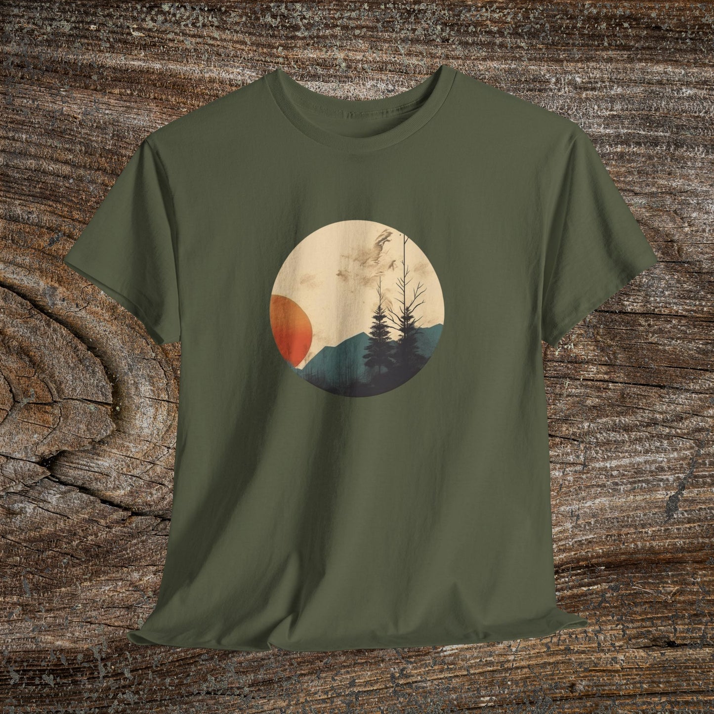 Retro Boho Mountain T-Shirt — Abstract Mountain Landscape, Nature Lover Gift