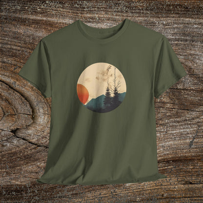 Retro Boho Mountain T-Shirt — Abstract Mountain Landscape, Nature Lover Gift