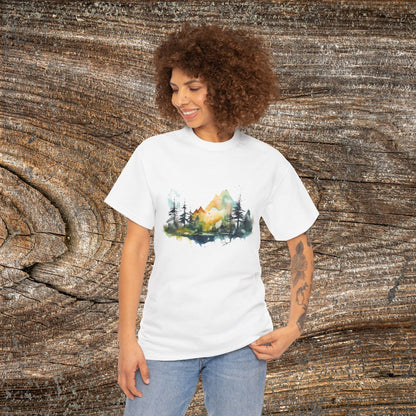 Watercolour Mountain Landscape TShirt - Nature Lover Gift