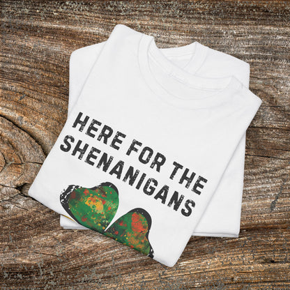 Grunge Clover 'Here For The Shenanigans' St. Patrick's Day Tee